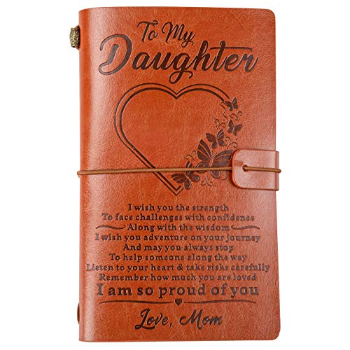 KAAYEE To My Daughter Leather Journal - 140 Page Keepsake Notebook Gift, Refillable Travel Journal Diary Sketch Book Writing Journal Graduation Back to School Gift for Daughter Christmas Gifts