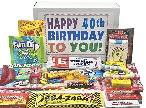 RETRO CANDY YUM Happy 40th Birthday to You for 40 Year Old Man or Woman - Classic Nostalgic Candy Assortment Gift Box Jr