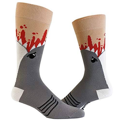 Crazy Dog T-Shirts Mens Shark Attack Socks Funny Jaws Bite Novelty Graphic with Fun Pattern Cool Gag Gift Novelty Footware
