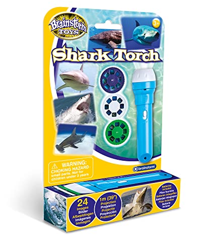 Brainstorm Toys: Shark Torch & Projector, Projects 24 Fascinating Colour Shark Images onto Walls and Ceilings, Includes 3 Slide Discs, Batteries Included, For Ages 3 and up
