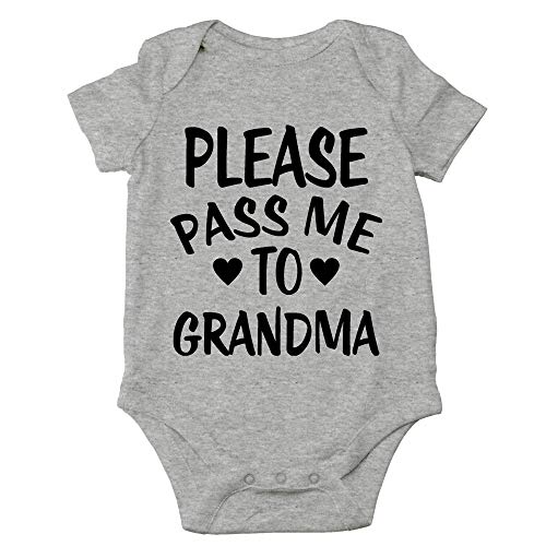 CBTwear Please Pass Me To Grandma - Soon to Be Grandparents - Funny One-piece Infant Baby Bodysuit (12 Months, Heather Grey)