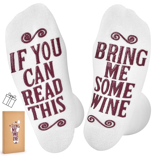OEAGO Women's Novelty Funny Socks Birthday Gifts for Teengirls Teenager Teens Men If You Can Read This One Size Fits All Wine