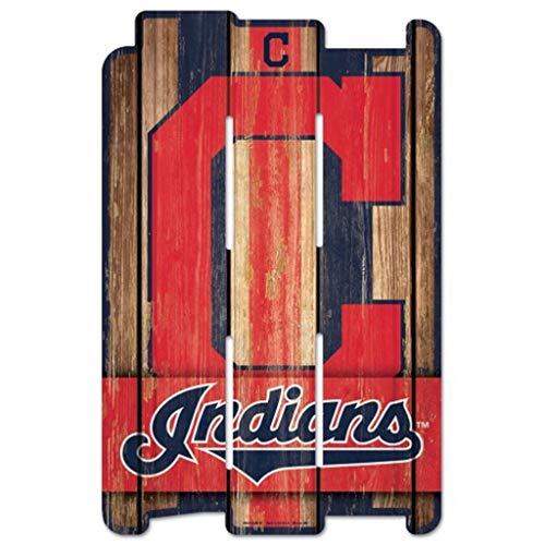 Wincraft MLB Cleveland Indians Wood Fence Sign, Black