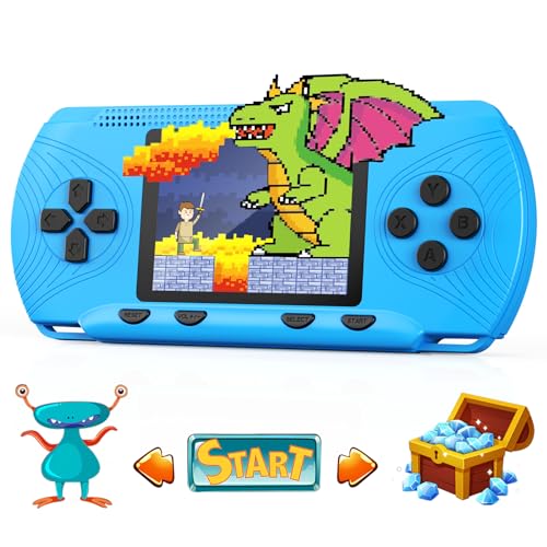 Handheld Games for Kids, Handheld Game Console 3' HD Screen Built in 258 Video Game Console Portable Retro Hand Held Gaming Console, Boys Toys Gifts for Ages 5 Above Kids Handheld Video Games Blue