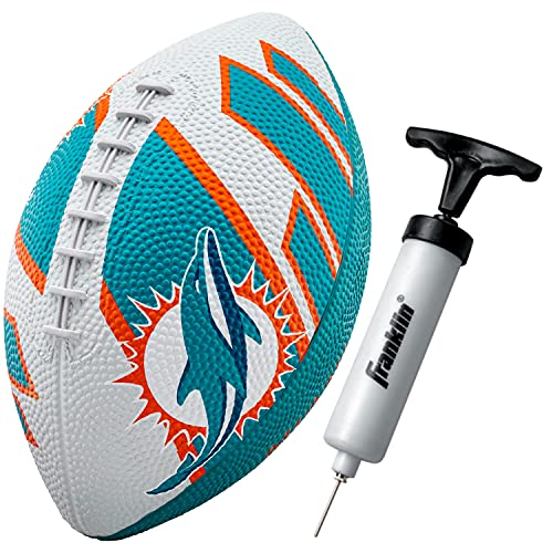 Franklin Sports NFL Miami Dolphins Football - Youth Football - Mini 8.5' Rubber Football - Perfect for Kids - Team Logos and Colors!