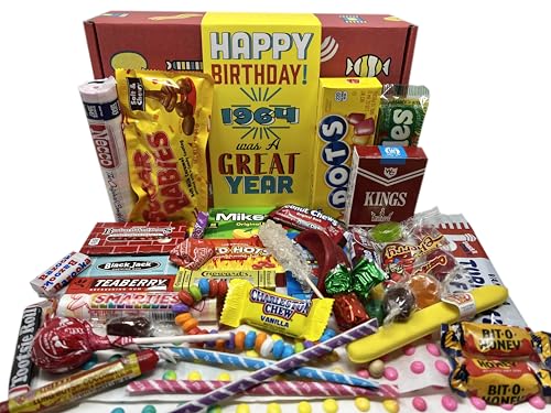 RETRO CANDY YUM ~ 1964 60th Birthday Gift Box Nostalgic Candy Assortment from Childhood for 60 Year Old Man or Woman Born 1964 Jr