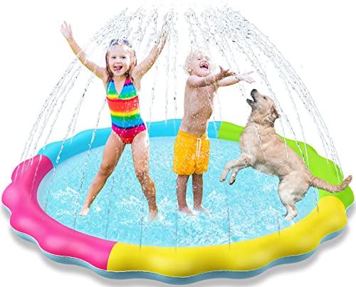 Jasonwell Splash Pad Sprinkler for Kids Splash Play Mat Outdoor Water Toys Inflatable Splash Pad Baby Toddler Pool Boys Girls Children Outside Backyard Dog Sprinkler Pool Age 1 2 3 4 5 6 7 8 9 L