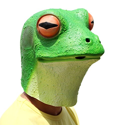PartyHop - Frog Mask - Latex Halloween Animal Full Head Latex Adult Kids Mask