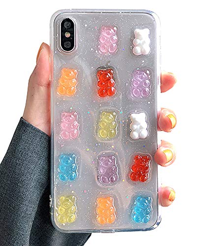 UnnFiko 3D Clear Case Compatible with iPhone X/iPhone Xs, Super Cute Cartoon Characters, Funny Creative Soft Protective Case Cover (Bears, iPhone X/Xs)