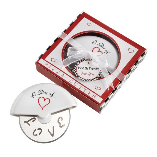Kate Aspen 'A Slice of Love' Stainless Steel Pizza Cutter Wheel in Miniature Pizza Box, Wedding Favor, Bridal Shower Favor, Stocking Stuffers, Guest Prizes