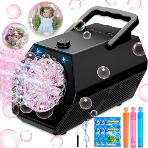 Bubble Machine Automatic Bubble Blower for Kids, 18000+ Big Bubbles Per Minute, for Indoor Outdoor Birthday, Wedding, Parties, Age 3 4 5 6 7 8 Gifts (Black)