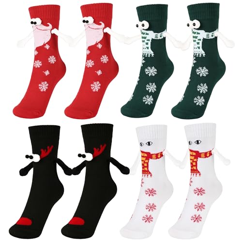 Vermeyen Christmas Socks for Women Men Magnetic Holding Hands Funny Novelty Socks Christmas Holiday or Birthday Gift