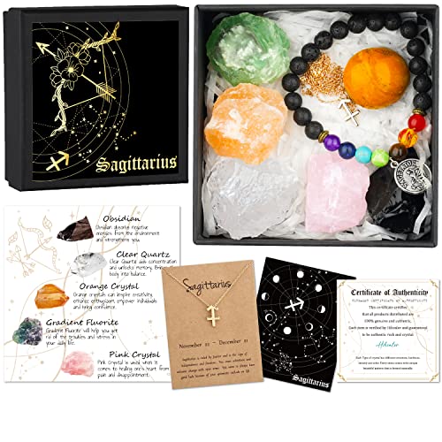 Sagittarius Zodiac Gifts Mother's Day Gifts for Mom Grandma - Spiritual Gifts Horoscope Gifts Birthday Gifts for Mom Women Astrology Gifts for Women Astrology Crystal Set and Healing Stone Gifts