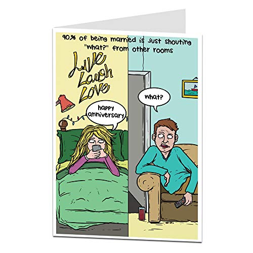 LimaLima Funny Anniversary Card Shouting What From Other Rooms