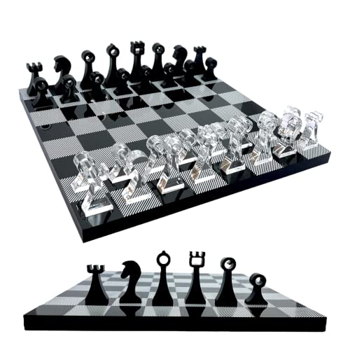 Luxury Travel Chess Set | 10' Portable Chess Set with Storage | Portable Chess Game Set for Adults and Kids | Unique Chess Set | Lucite Chess Board and Pieces