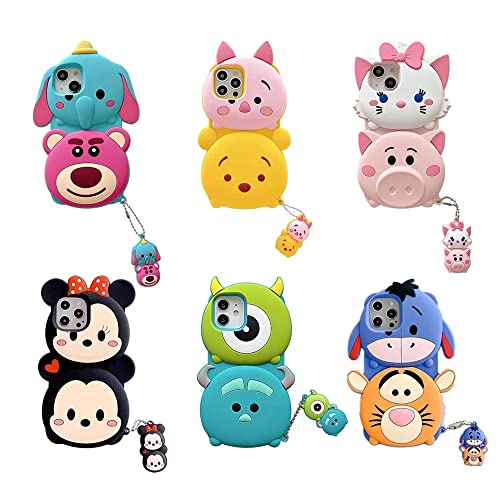 Soft Silicone Case with Charm for Apple Disney Disneyland 3D Cartoon Anime Cute Lovely Kids Girls (for iPhone 13 Pro Max, Monsters University Mike and Sulley)