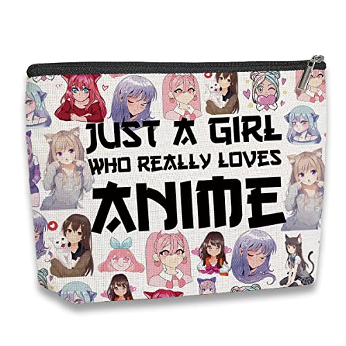 kdxpbpz Anime Fans Make up Bag Anime Lover Gifts for Girls Toiletry Makeup Organizer Zipper Pouch Just A Girl Who Really Loves Anime