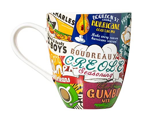 Artisan Owl New Orleans Iconic Food Logos Design Ceramic Souvenir Coffee Mug