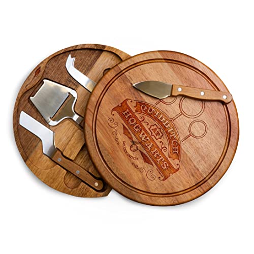 PICNIC TIME Circo Cheese Knife Charcuterie Set, Cutting Board, 10.2 x 10.2 x 1.6, Harry Potter Quidditch - Acacia Wood