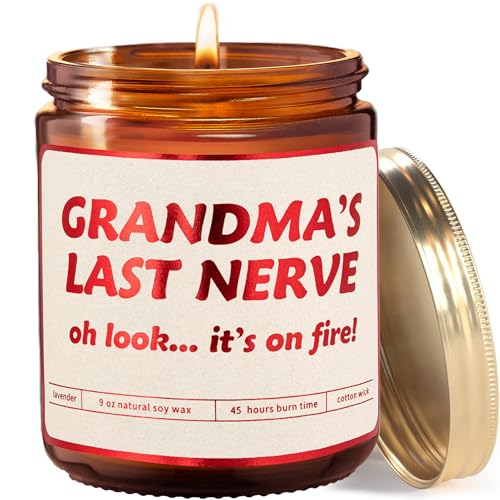 Mothers Day Gifts for Grandma | Grandma's Last Nerve Vanilla Lavender Candle | Gift Idea for Grandma from Granddaughter, Grandson, Grandkids | Funny Birthday Present for Grandmas | Grandma Gifts