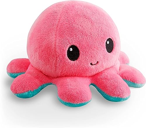 TeeTurtle - The Original Reversible Octopus Plushie - Pink + Aqua - Cute Sensory Fidget Stuffed Animals That Show Your Mood, 4 inch