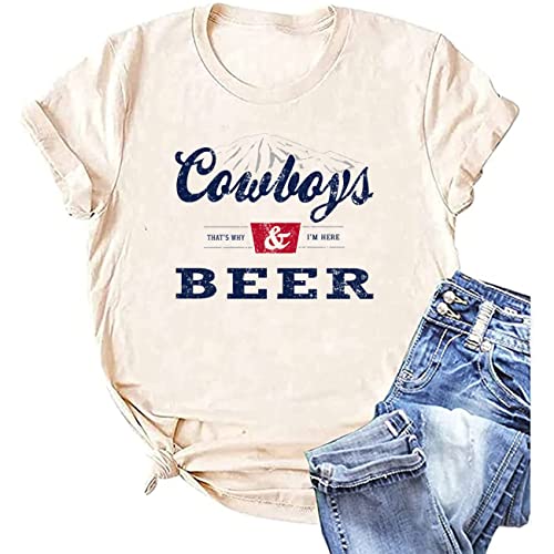 Country Music Cowboy Shirt Women Vintage Concert Tees Funny Western Rodeo Graphic Short Sleeve Tops T-Shirt Beige