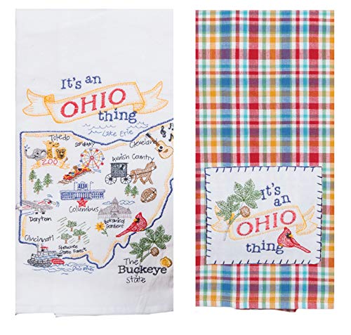 2 Piece Kay Dee Home State Of Ohio Embroidered Kitchen Towel Bundle