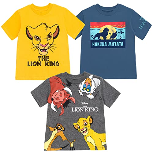 Disney Lion King Simba Timon Pumbaa Little Boys 3 Pack T-Shirts Orange/Blue/Gray 6