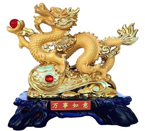 Betterdecor Feng Shui 2024 Chinese Zodiac Dragon with Ru Yi Statue Figurine Decoration for Wealth