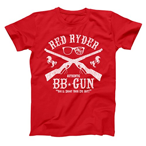 Red Ryder BB Gun Christmas Holiday Movie Retro Old School Shoot Eye Out Classic Xmas Ugly Sweater Party Humor Mens Shirt Large Red