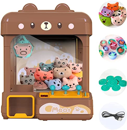 cxjoigxi Large Claw Machine for Kids Adults with Prizes, Adjustable Sound & Light, 2 Power Modes, Candy Mini Vending Crane Machines, Arcade Game Dispenser Toy for Girls Boys Gift Ideas - Bear