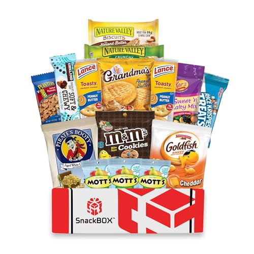 SnackBOX College Snacks BOX Care Package | Variety Pack (15 Count) | Final Exams, Graduation, Mothers Day, Date Night, College, Gift Baskets, Student, Birthday, Chips, Office, Military, Gift Ideas