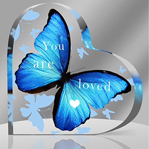 Acrylic Heart Gifts for Women Butterflies Inspirational Desk Decor Engraved Keepsake Tables Centerpiece Appreciation Gift Thank You Gift Birthday Christmas Gift 5.9 x 5.9 Inches Present