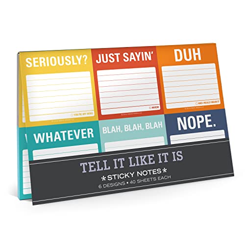 Knock Knock Tell It Like It is Sticky Note Packet, 6 Sticky Note Pads Set, 2.75 x 2.75-Inches and 40-Sheets Each