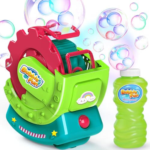 Bubble Machine for Toddlers Kids, Bubble Blower with 8oz Bubble Solution, Make Extra Large Bubbles & Bubbles in Bubble, Bubble Maker Toy for Indoor Outdoor Birthday Party