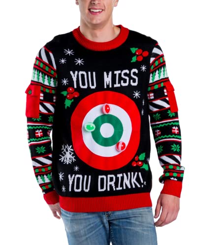 Tipsy Elves Men's Drinking Game Christmas Sweaters Size 5X-Large Black Ugly Holiday Pullover