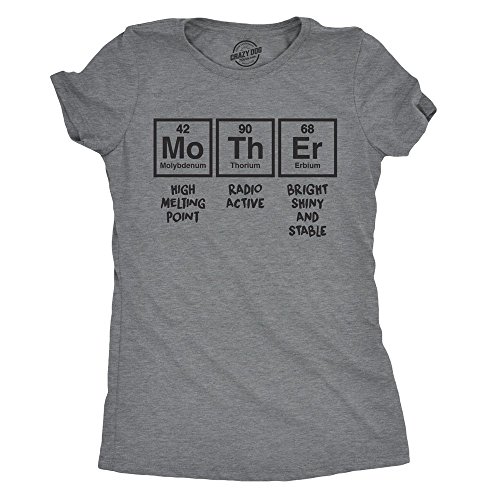 Womens Mother Periodic Table T Shirt Funny Novelty Graphic Mothers Day Tee Nerdy Funny Womens T Shirts Mother's Day T Shirt for Women Funny Science T Shirt Dark Grey XL