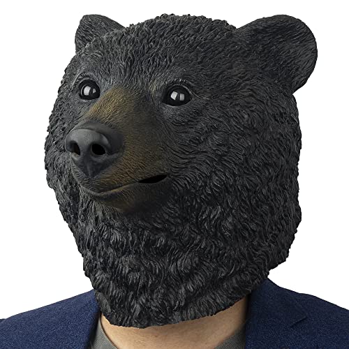 AQKILO® Black Bear Mask Wild Animal Latex Full Head Realistic Masks Fancy Dress for Halloween Carnival Costume Party