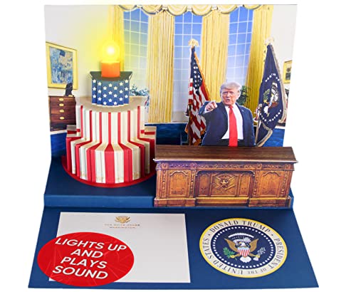 Pop Up Birthday Card with Light & Sound Says Happy Birthday in Donald Trump REAL Voice for Men and Women, Mom & Dad, Husband or Wife