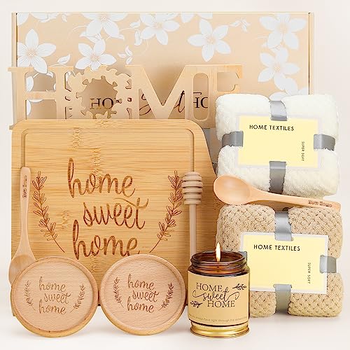 House Warming Gifts New Home,Housewarming Gift,Housewarming Gifts for New House,New Home Gifts for Home,Home Sweet Home Bamboo Serving Board Candle for Couple Women Men