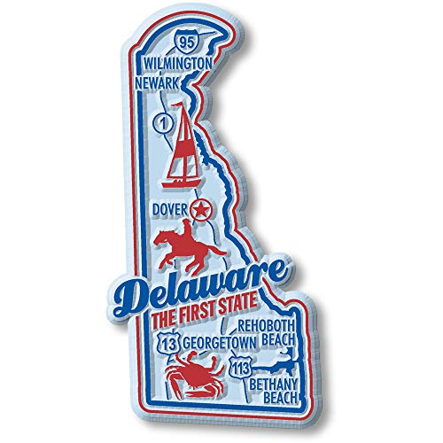 Delaware Premium State Magnet by Classic Magnets, 1.8' x 3.6', Collectible Souvenirs Made in The USA