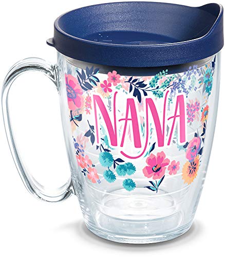 Tervis Made in USA Double Walled Dainty Floral Mother's Day Insulated Tumbler Cup Keeps Drinks Cold & Hot, 16oz Mug, Nana