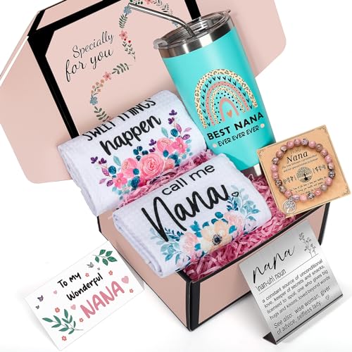 Weming Gifts for Nana, Drinking Cup Gift Basket, Nana Birthday Gifts, Best for Christmas Thanksgiving Mothers Day from Grandkids Granddaughter, New Grandma Gifts First Time, Gifts For Grandmother