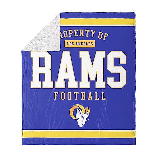 FOCO Los Angeles Rams NFL Team Property Of Sherpa Fleece Blanket