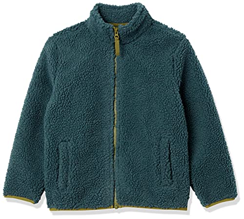Amazon Essentials Boys' Polar Fleece Lined Sherpa Full-Zip Jacket, Dark Green, X-Small