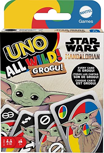 Mattel Games UNO The Mandalorian All Wild Grogu Card Game for Kids & Adults with Grogu Images & Special Rule, 2 to 10 Players