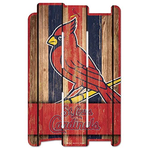 WinCraft MLB St. Louis Cardinals Wood Fence Sign, Black