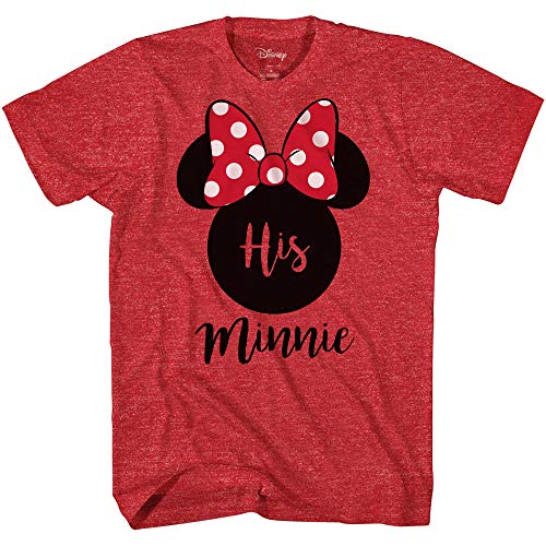 Disney His Minnie Couples Valentines Adult Funny Disneyland Graphic T-Shirt(Minnie Heather Red,Large)