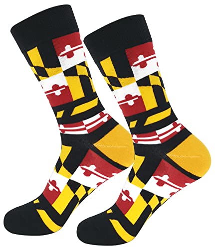 Maryland Flag Socks for Men and Women, MD State Novelty Crew Socks 1-Pack