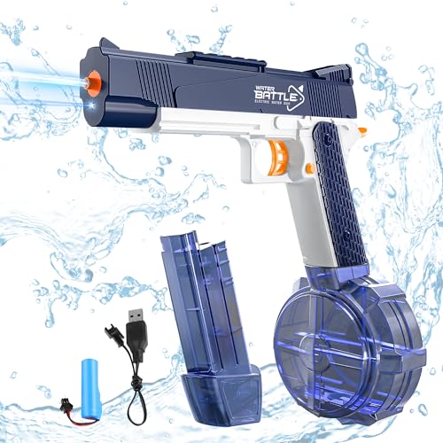 Water Gun, Electric Water Gun with 32 Ft Super Long Range, 500CC+60CC Large Capacity Automatic Squirt Gun, Water Blaster Pistol Toy for Adults & Kids Summer Swimming Pool Beach Outdoor Activity (Blue)